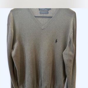Ralph Lauren Men's V-Neck Sweater in Taupe